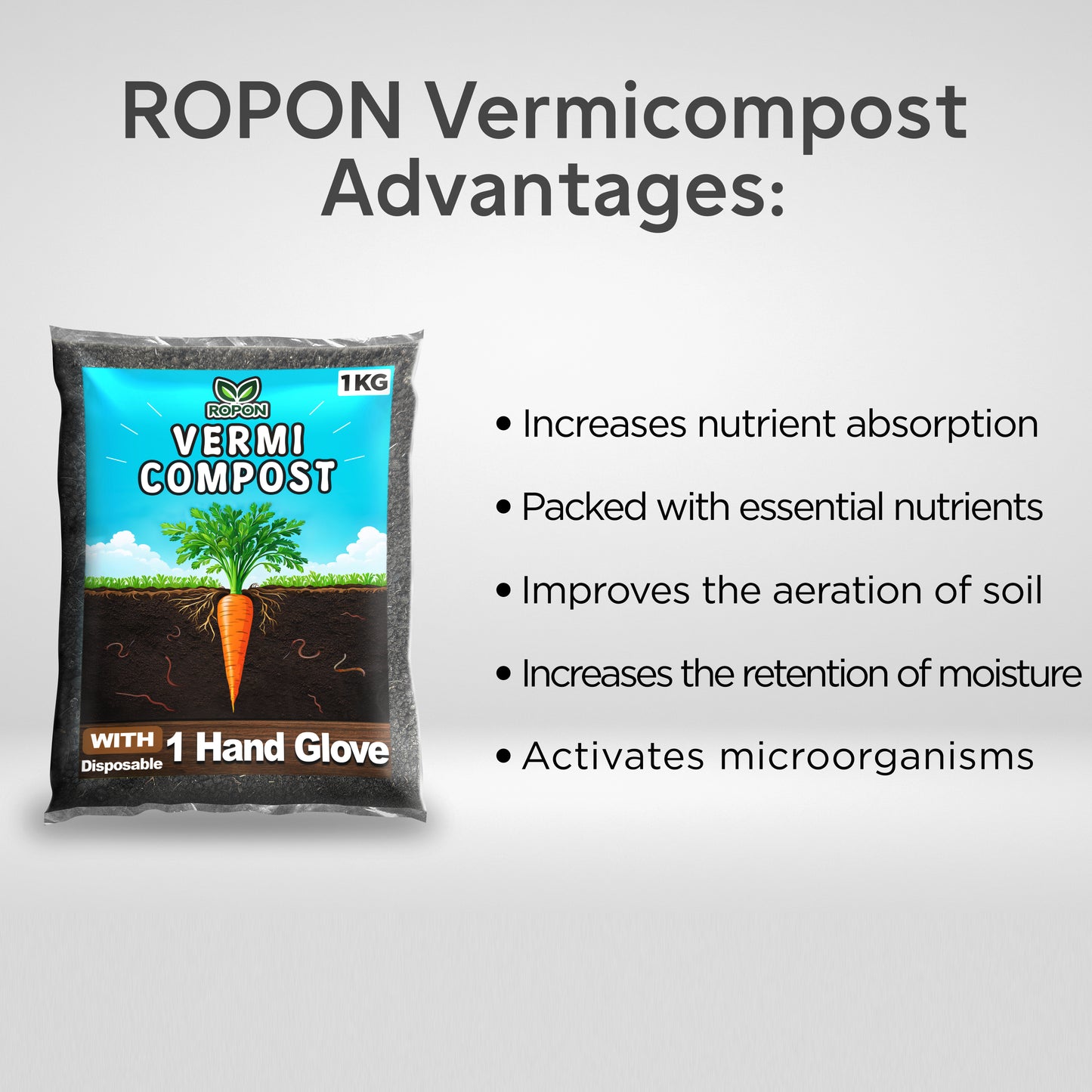 Organic Vermicompost Fertilizer Manure For Plants - 1 Kg