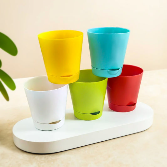 Self-Watering Pots for Plants 4 Inch [Set of 5]