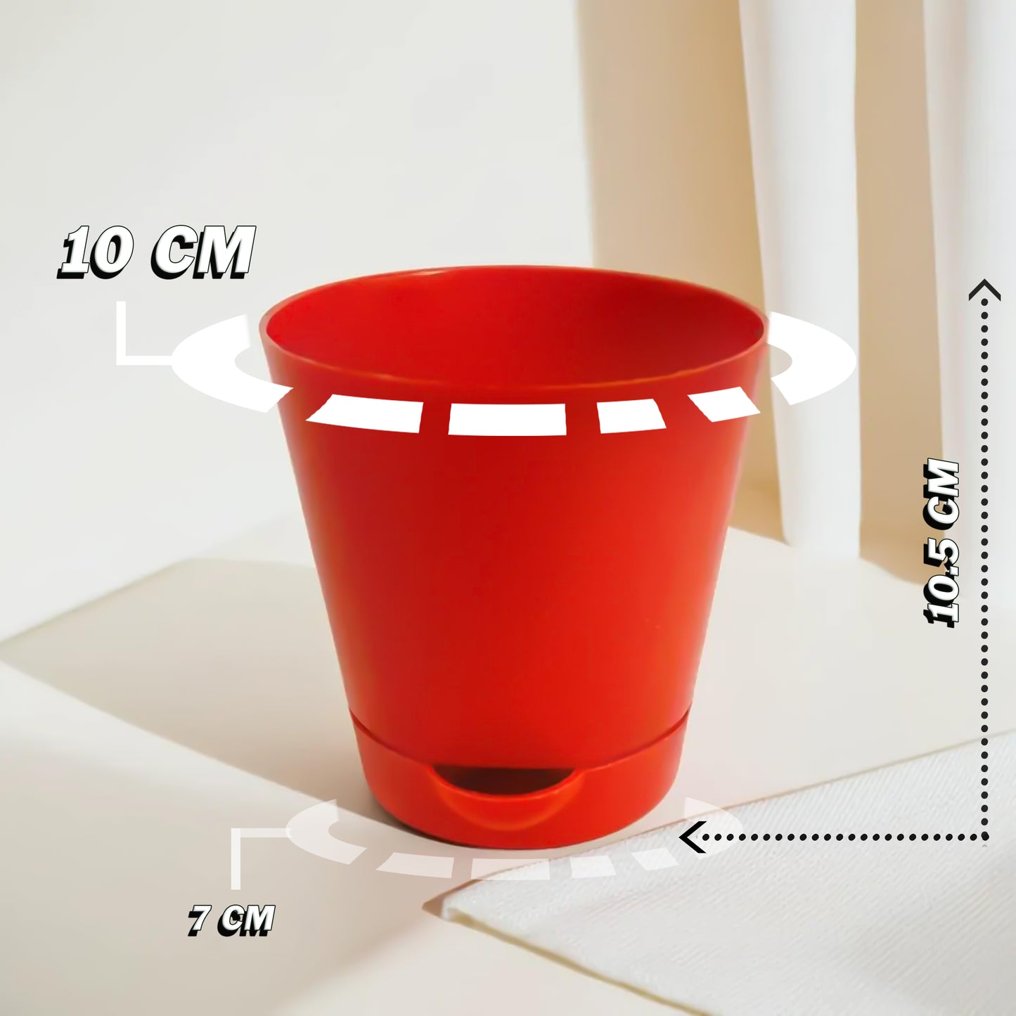 Combo of Red Krish Self Watering Pots for Indoor Plants - 4 Inch