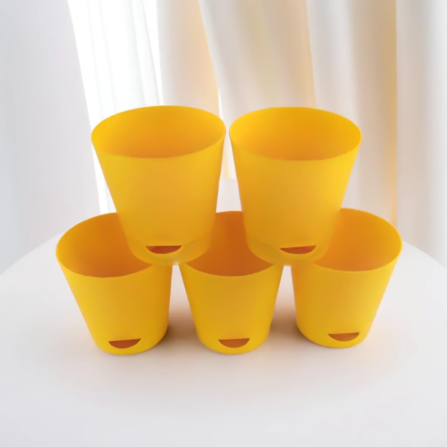 Combo of Yellow Krish Self Watering Pots for Indoor Plants - 4 Inch